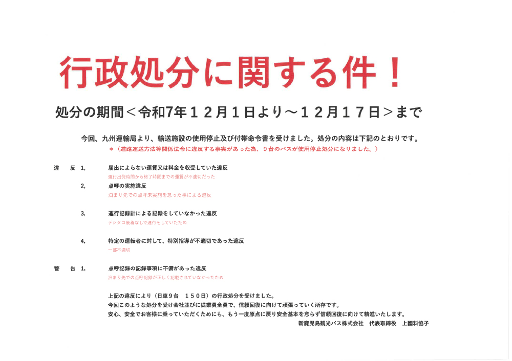 行政処分について